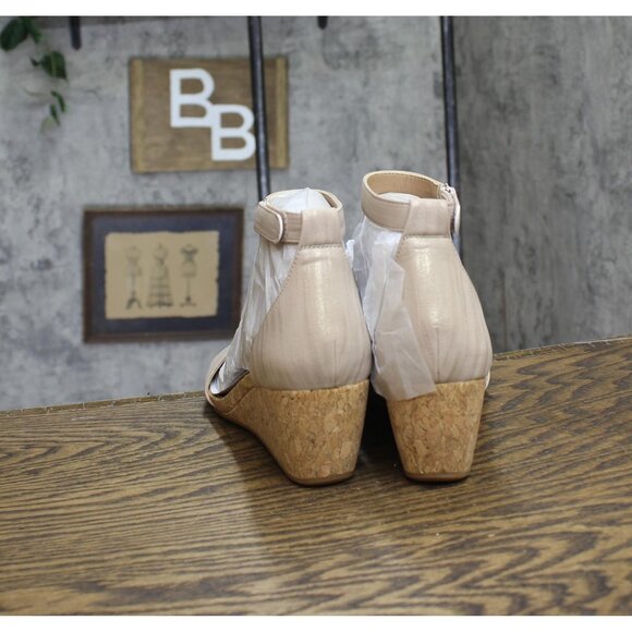 NWT Naturalizer Womens Areda Wedge Sandals G1779S8 Fawn Beige Metallic Brown 10M - Picture 5 of 8